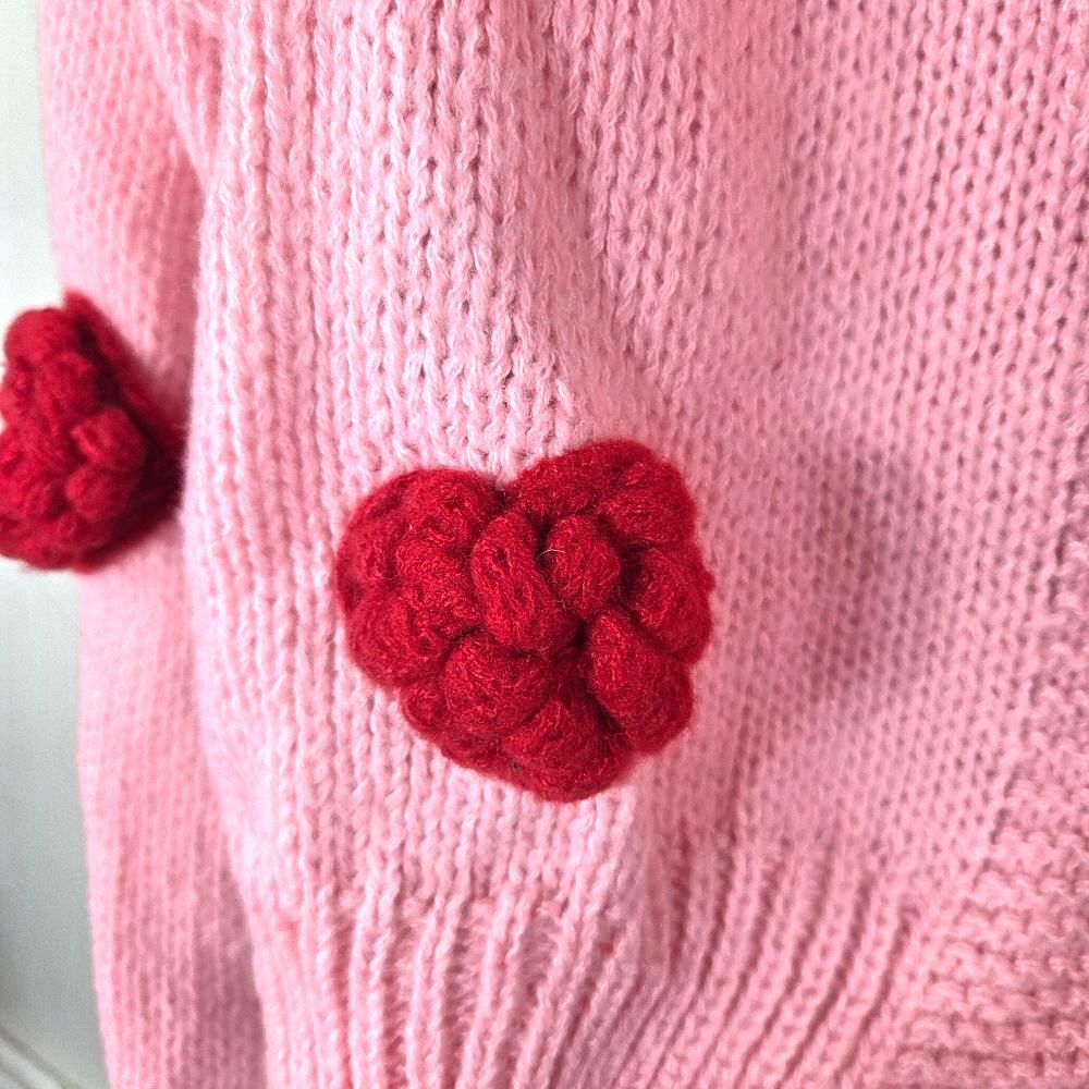Luna Ivy Women's NWT Pink Heart-Embellished Women's Sweater Size Medium - Picture 7 of 11